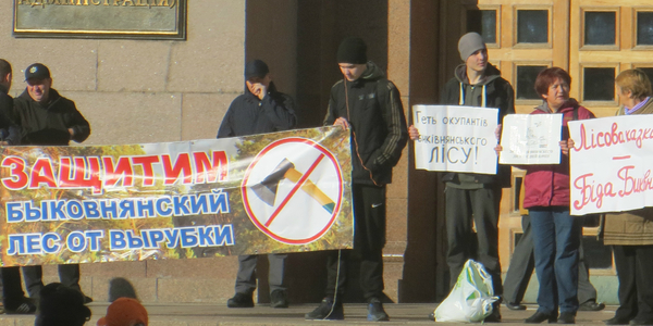 Проти вирубки Биківнянського лісу мітингують під КМДА