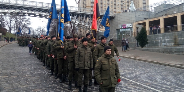 Батальйон Кульчицького влаштував святковий мітинг у центрі столиці [фото, відео]