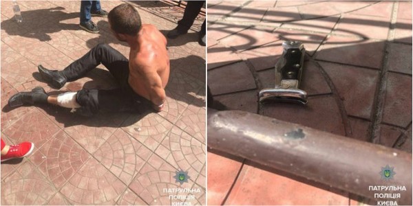 На Оболоні патрульні зі стріляниною зупинили хулігана, який кидався з ножем на перехожих