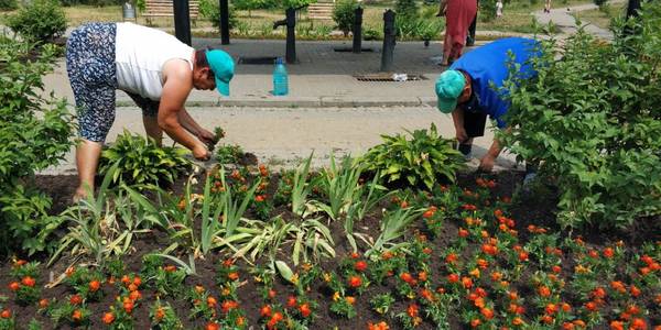 Парки та сквери Дніпровського району засадили квітами 