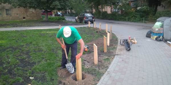 Не проїхати: на Виноградарі встановлюють дерев'яні стовпчики проти авто