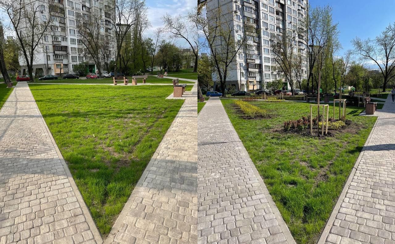 Оновлений сквер біля кінотеатру «Кіото». Фото КП УЗН Деснянського району