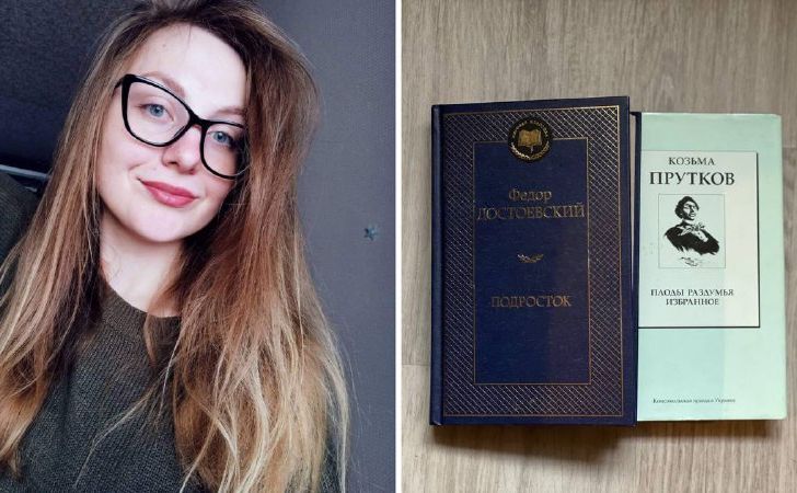 Тетяна Кірій та книги російських авторів. Колаж: Даша Гришина