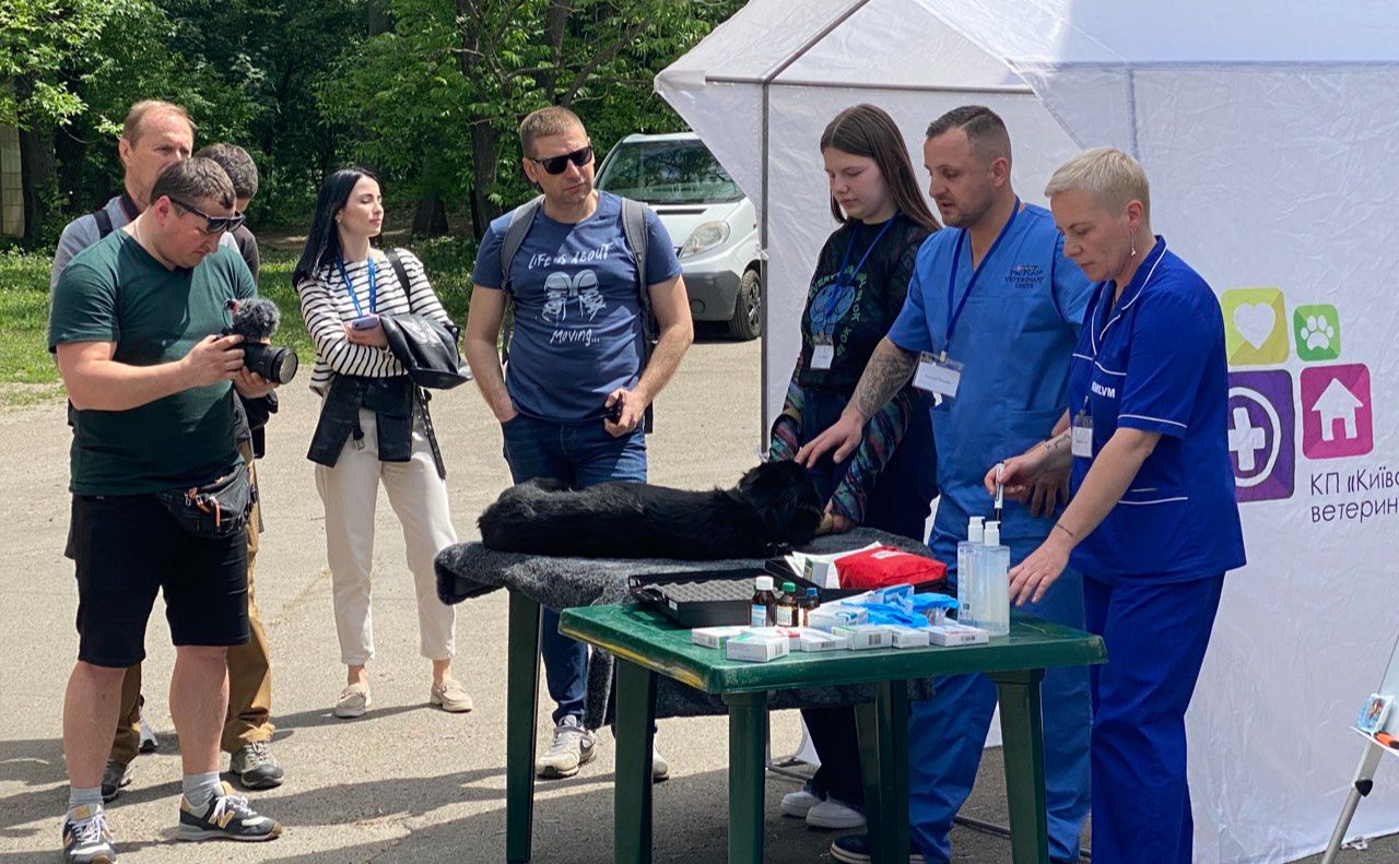 Собака на прізвисько Лара виступила моделлю на тренінгу. Фото: Олександр Галух
