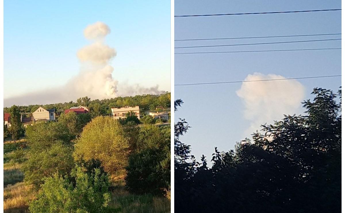 У Новій Каховці горять склади. Фото: спільнота «Херсон. Каховка» в Telegram