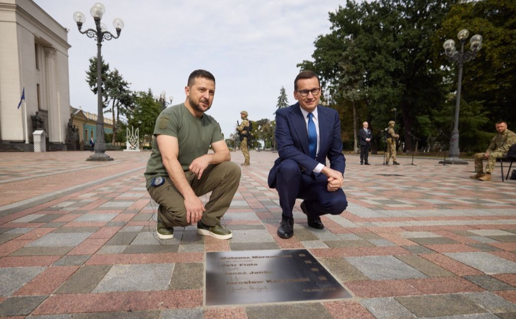 Президент України Володимир Зеленський та Прем’єр-міністр Польщі Матеуша Моравецького. Фото: Офіс Президента
