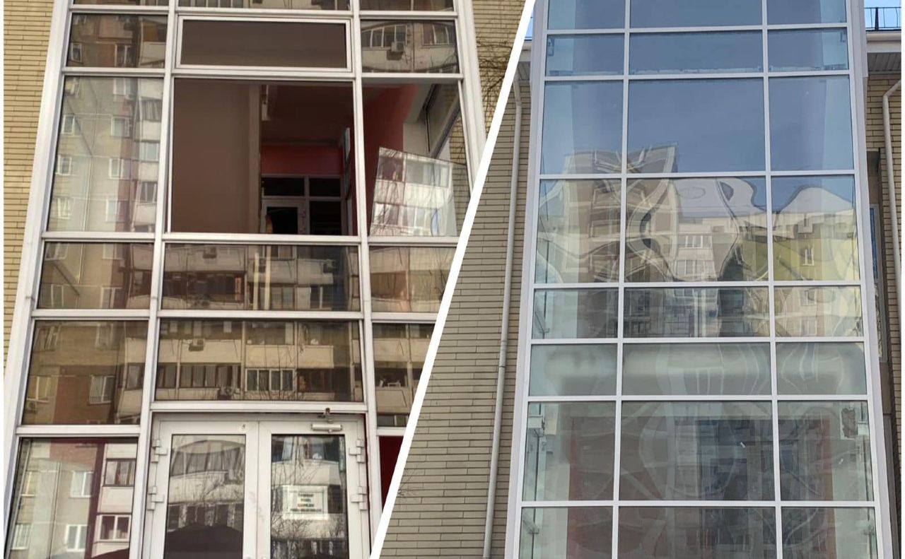 «Було і стало»: на фото ліворуч — дитзаклад після ракетного удару, на фото праворуч — після відновлення. Фото: Дарницька РДА