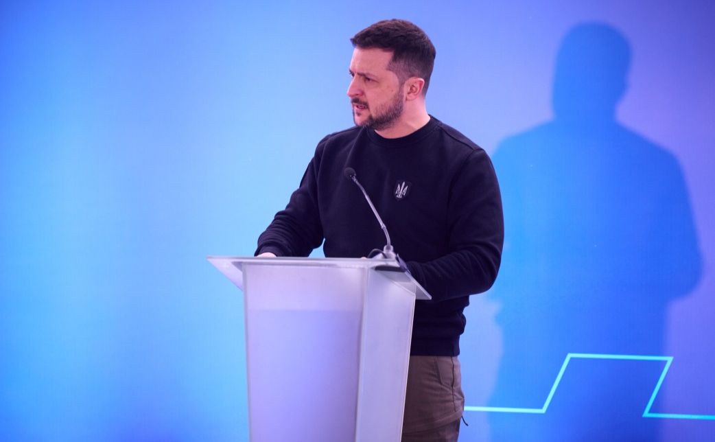 Президент України під час виступу на конференції United for Justice уЛьвові, 3 березня 2023 року. Фото: ОП