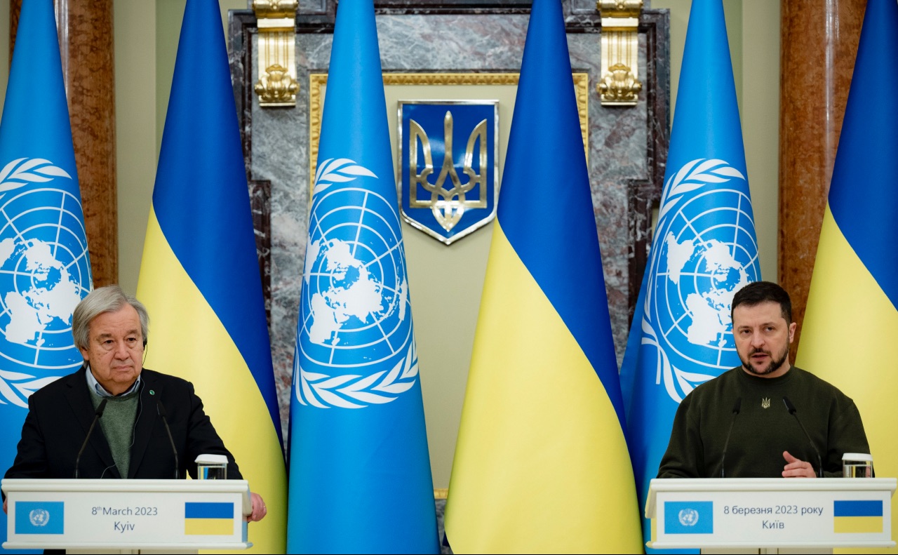 Генеральний секретар ООН Антоніу Гутерріш зустрівся у Києві з президентом України Володимиром Зеленським. Фото: ОП