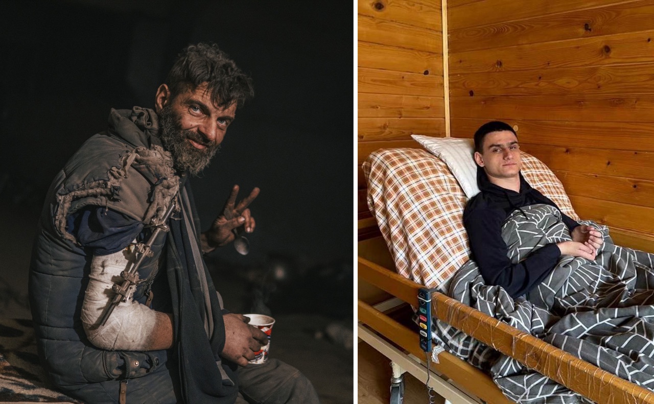 Ліворуч Михайло Діанов на Азовсталі, праворуч — офіцер ЗСУ Богдан Куш, якому допоміг морпіх. Колаж: Даша Гришина