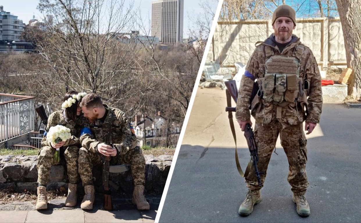 На війні загинув військовий Вʼячеслав Хохлюк, одруження якого друкували в The Times. Колаж: Наталія Слінкіна