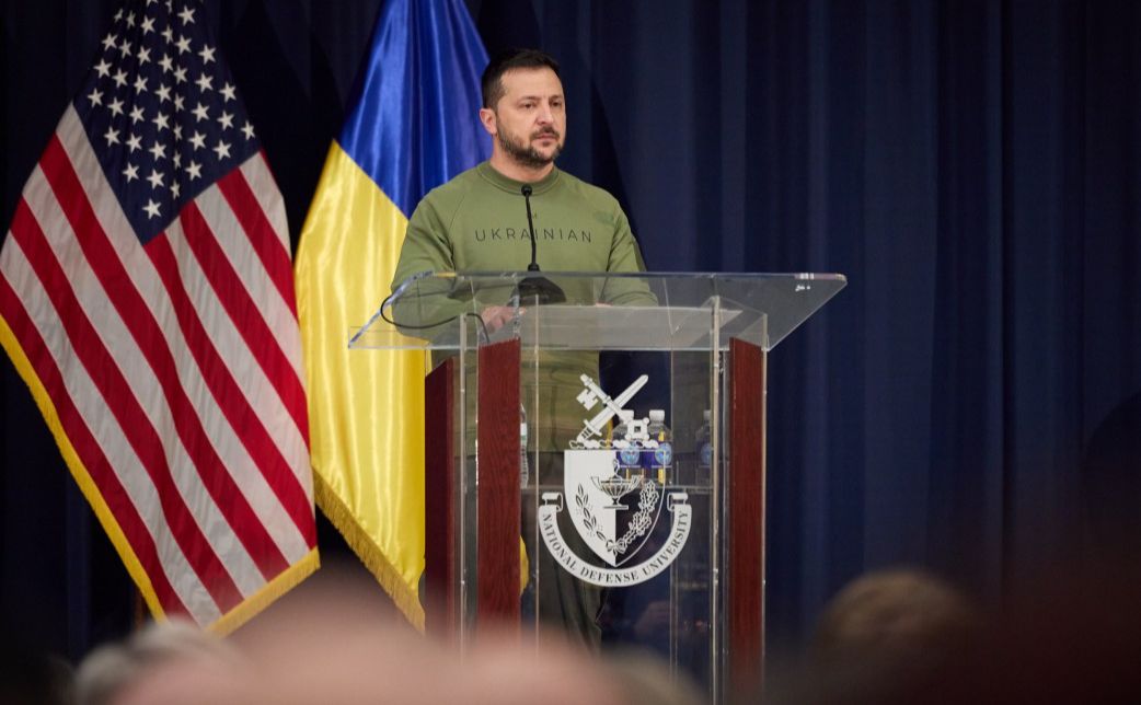 Президент України в Національному університеті оборони США. Фото: ОП