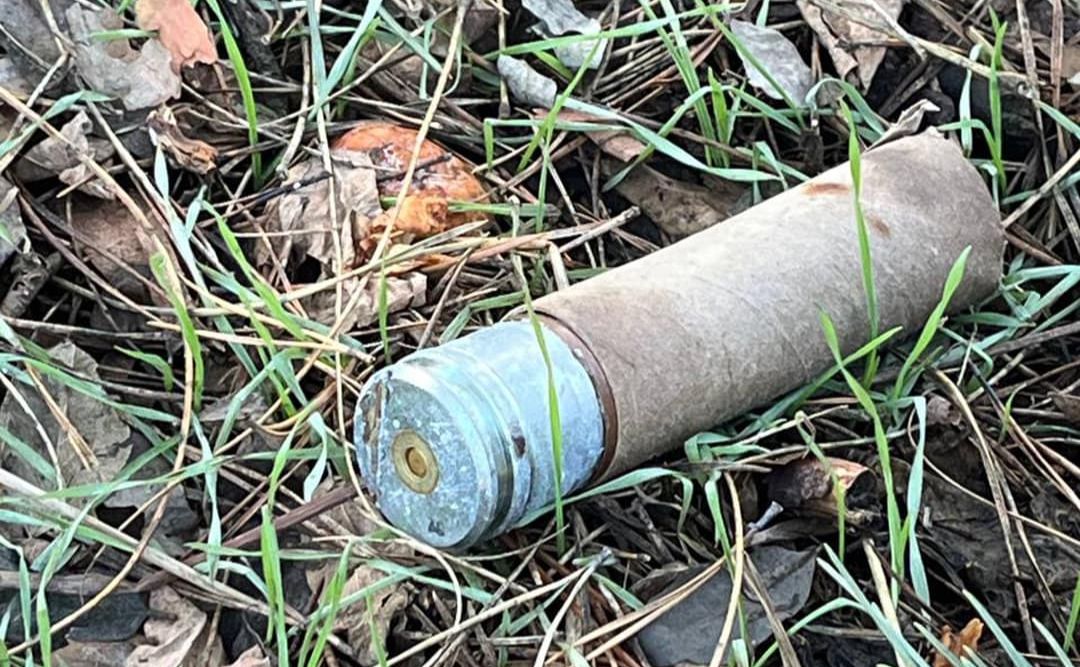 Небезпечну знахідку виявили в лісосмузі. Фото: Поліція Києва