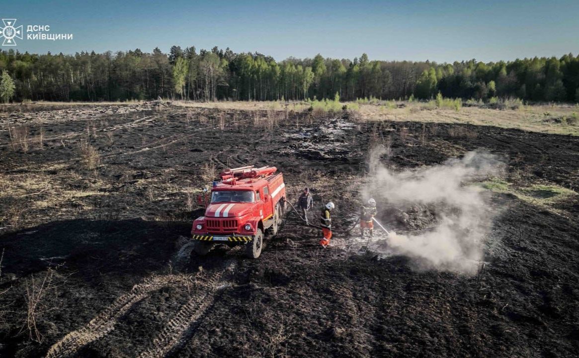 Гасіння пожежі на Київщині. Фото: ГУ ДСНС Київської області