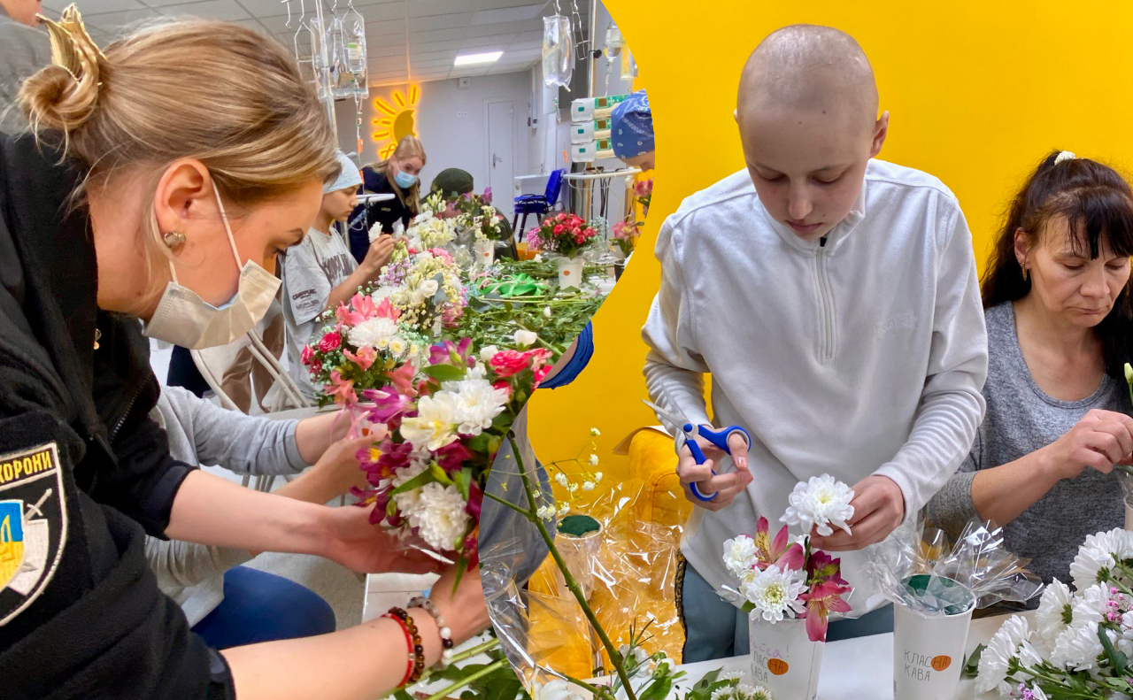 Фото під час створення квіткових композицій. Колаж: Даша Гришина