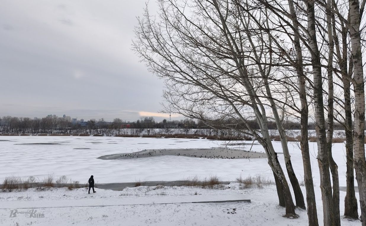 На водоймах Києва тонкий лід. Фото: Катерина Новосвітня