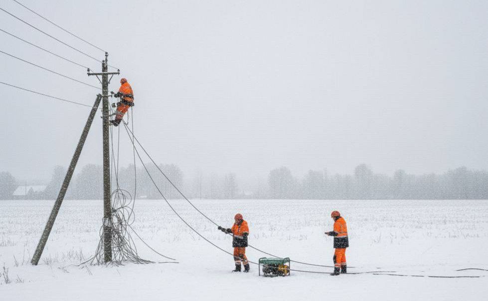 Енергетики працюють у посиленому режимі, незважаючи на мороз і сніг. Фото ілюстративне: В.Токар, телеграм