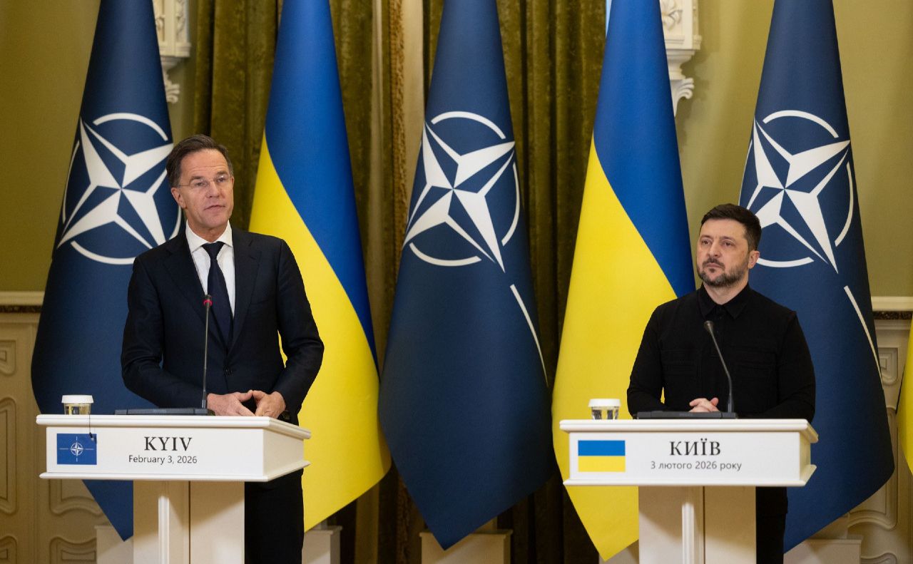 Під час спілкування з медіа Володимир Зеленський з Марком Рютте. Фото: Володимир Зеленський (ТГ)