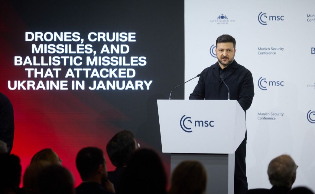 Володимир Зеленський на Мюнхенській конференції. Фото: president.gov.ua