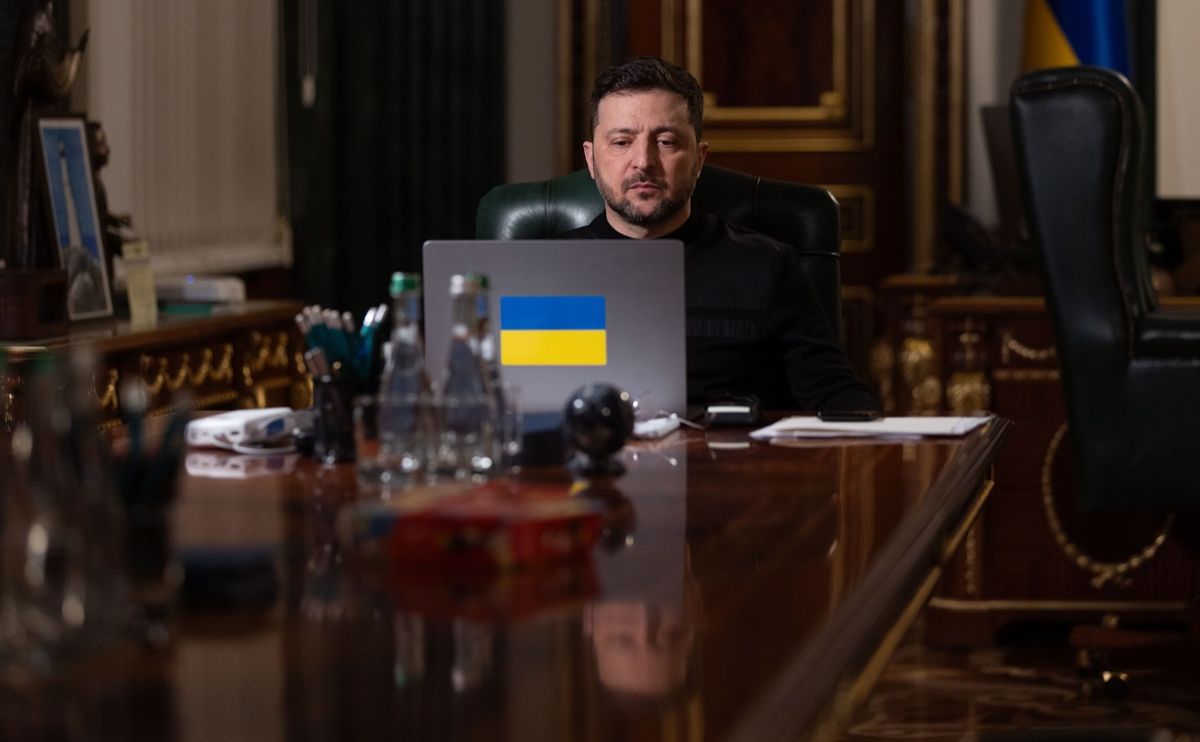 Володимир Зеленьский під час інтерв’ю білоруському опозиційному медіа «Дзеркало». Фото: Офіс Президента