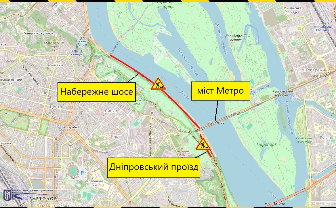 Схема проїзду на 15 квітян. Графіка: КП «Київавтодор».