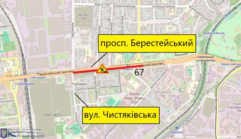 Схема об’їзду на Берестейському проспекті. Графіка: Київавтодор