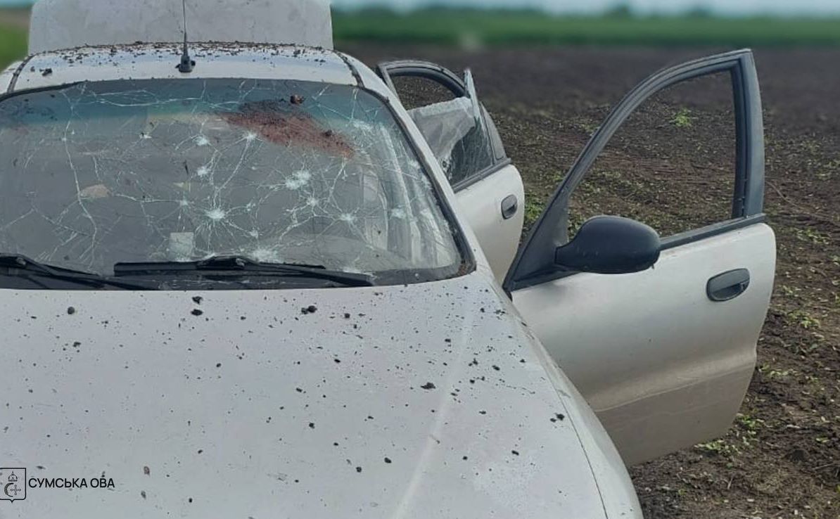 Безпілотник здетонував у машині на Сумщині. Фото: Сумська ОВА