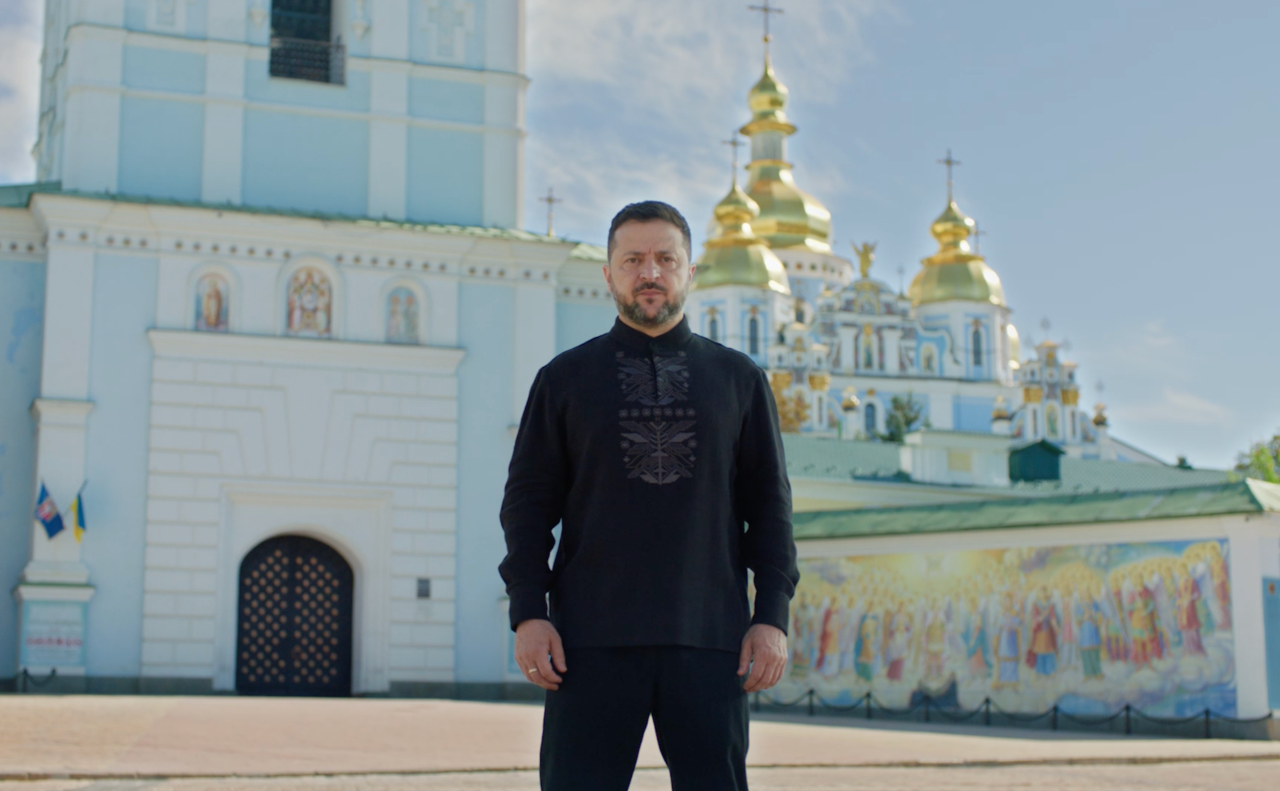 Володимир Зеленський привітав українців з Днем Незалежності. Фото: скрин відео