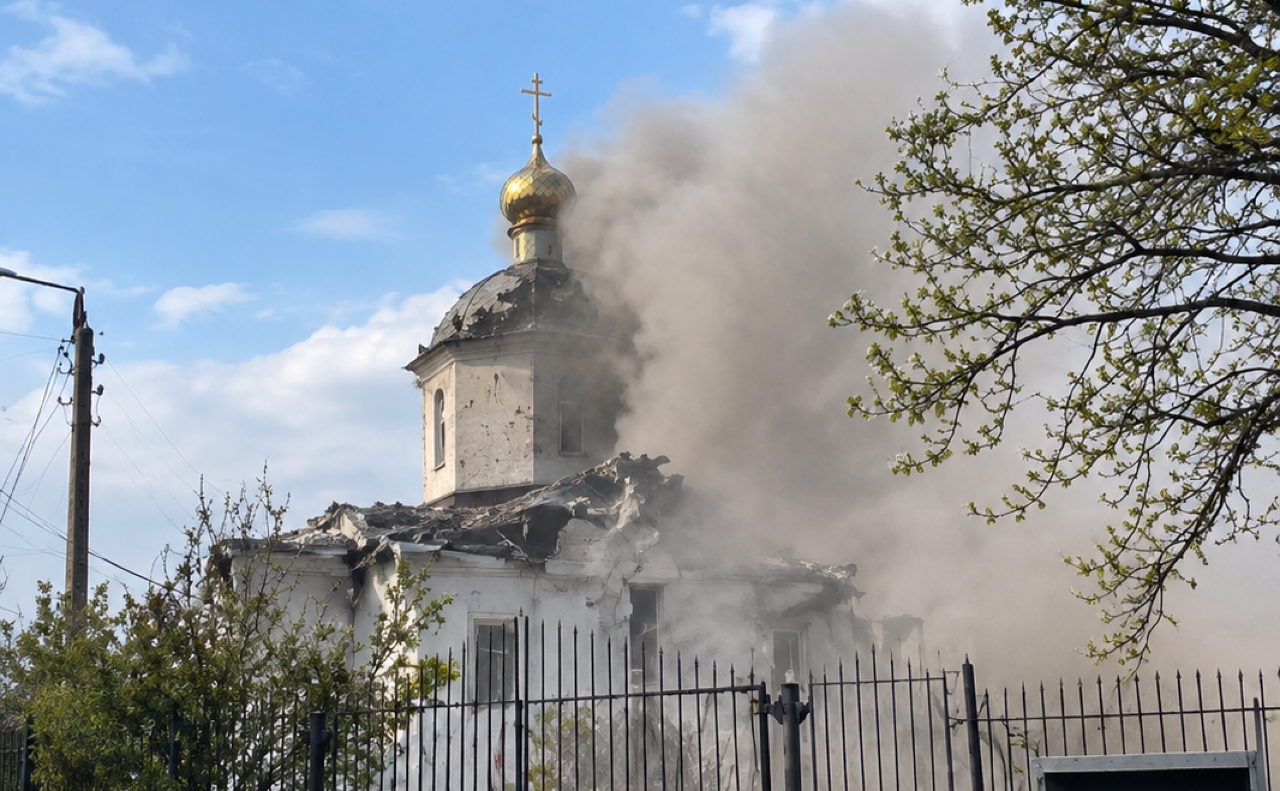 Наслідки атаки на культову споруду. Фото: Богдан Зуяков