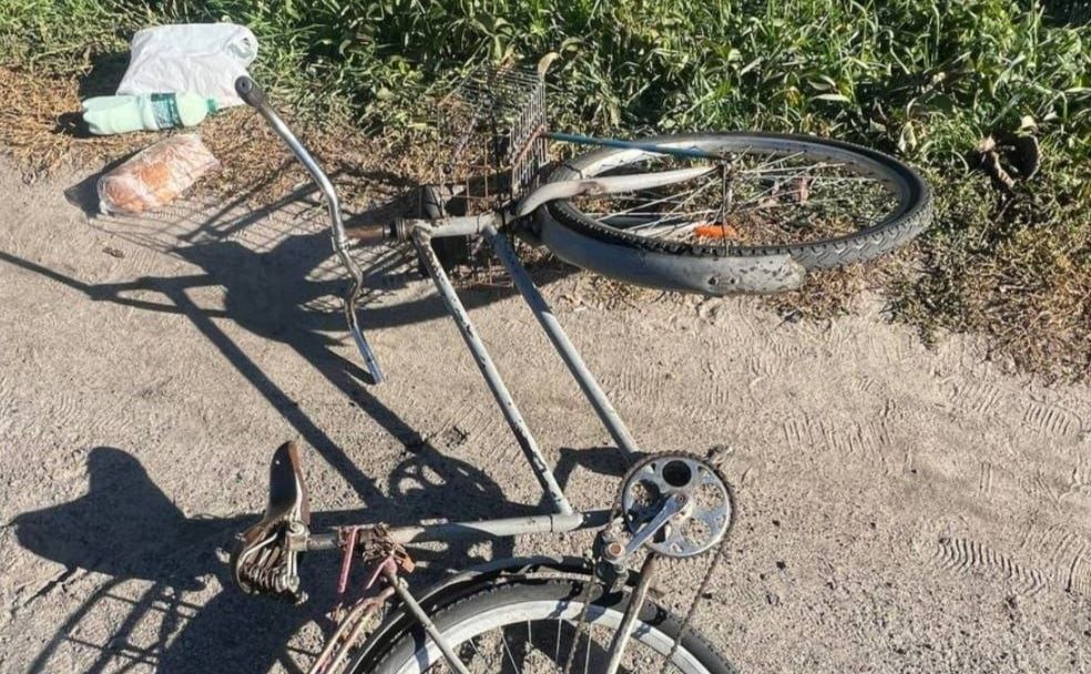Місцевий мешканець, схоже, повертався з магазину й віз продукти. Фото: Нацполіція