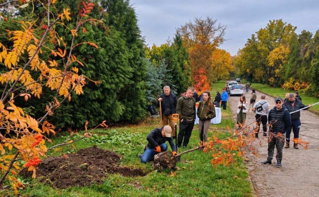 Дев’ять іменних горобин з’явилися на честь полеглих бійців 412-ї бригади «Nemesis». Фото: Ольга Григор’єва/ Facebook-сторінка Відділу акліматизації плодових рослин Національного ботанічного саду імені М. М. Гришка.